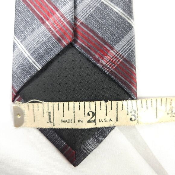NWT Pronto Uomo Gray Plaid Techno-Care Liquid Repellent Silk Slim Tie 58" x 3" - Picture 5 of 6